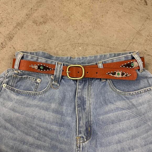 Brown studded western style MENS2 - Picture 3 of 4